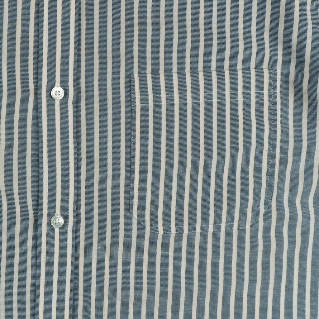 Hardbody Short Sleeve Button Up Shirt White/Blue Stripe